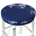 thumbnail image 3 of Picia Christmas Blue Pattern Round Stool Covers Comfy Seat Covers Stretch Removable Washable Chair Slipcover Round Bar Chair Cushion Cover-14 inch, 3 of 7
