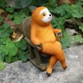 thumbnail image 2 of 1Pc Sloth Statue Small Resin Figurine, Cute Wild Animal Sculpture, Garden Outdoor Home Office Desktop Shelf Car Decor Creative Craft Ornament Gift (Orange), 2 of 7