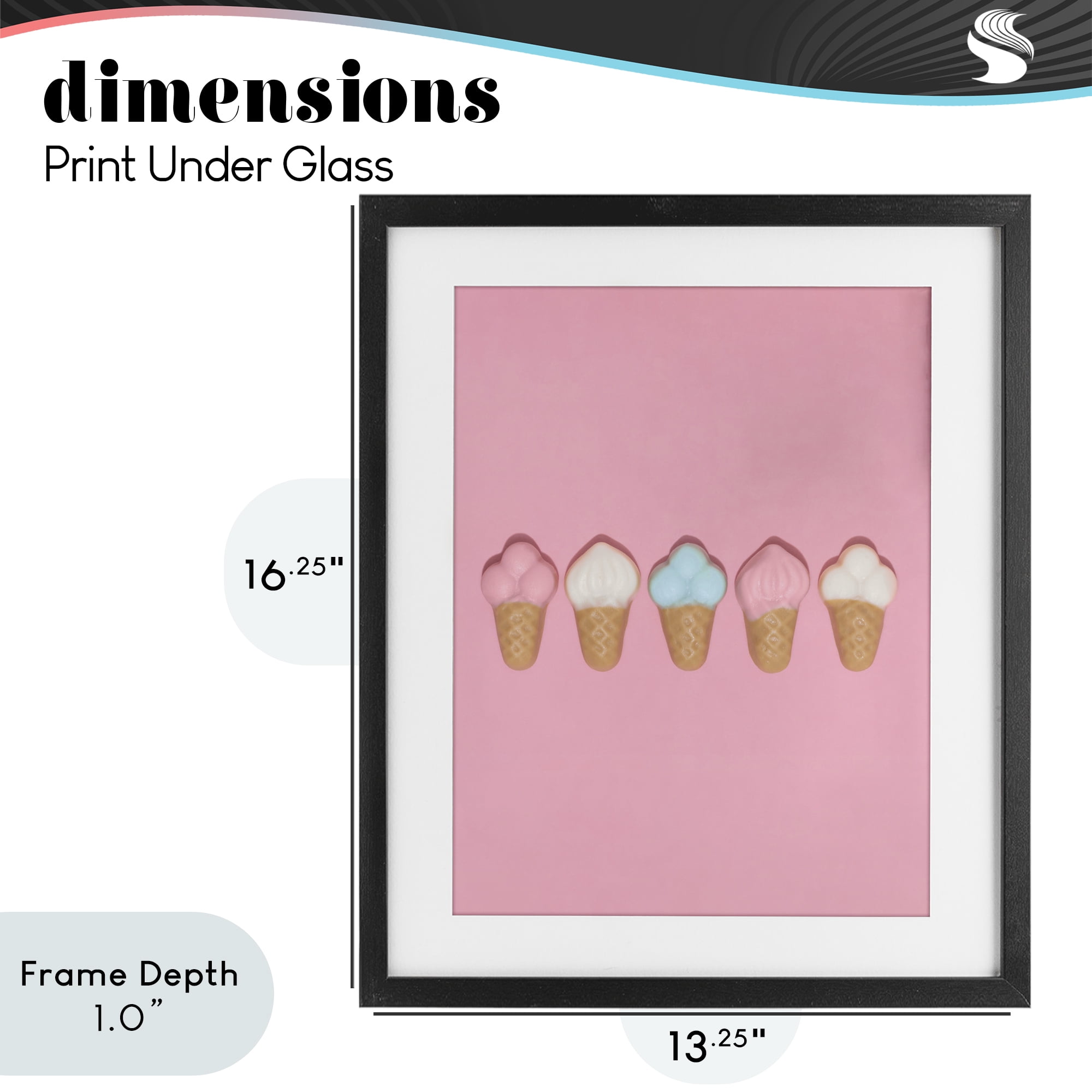 Stupell Industries Pink Ice Cream Candy Black Framed Print Under Glass, design by LISH Creative