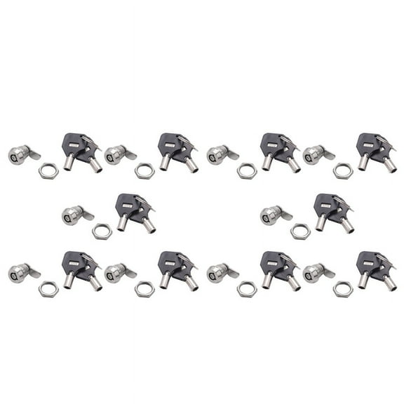 10X Cabinet Door Quarter Turn Security Tubular Cam Lock W Keys