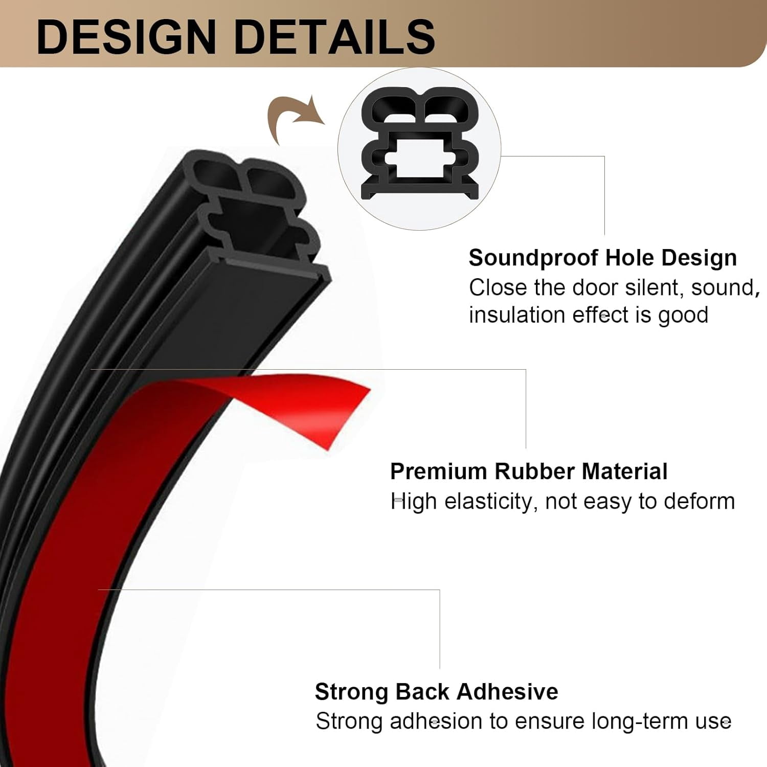 Weather Stripping Door Seal Strip 39.37FT – Self Adhesive Rubber Draft Blocker for Large Gap 0.31"-0.43", Soundproof Tape for Door Window Frame