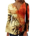 thumbnail image 4 of JUSLIO Button-Up Womens Shirts Pullover Graphic Blouses Ruched Long sleeve V Neck Blouses Multicolor 4XL, 4 of 5