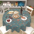 thumbnail image 4 of Boho Floral Tablecloth Round 60 Inch Bohemian Wildflower Teal Blue Decoration Outdoor Table Cloth Farmhouse Vintage Pink Flowe Table Cover for Dining Room Kitchen Holiday Party Picnic Home Decor, 4 of 6