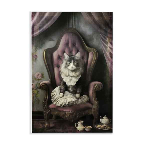 Stupell Industries Royal Cat & Tea Novelty Painting Unframed Art Print Wall Art, 10 x 15