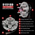 thumbnail image 4 of Conjunto de buje de cojinete de rueda KNOLET 515169 para Ford F-150, 4 of 8