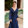 thumbnail image 2 of Women's Nox Anabel Me128 Flowing Chiffon Gown With Long Sleeves Navy Blue Size 20W, 2 of 5