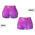 thumbnail image 3 of Rocae Purple Glitter for Women's Quick-Dry Running Shorts,Ladies Active Athletic Apparel Yoga Workout Gym Running Volleyball Spandex Shorts Medium, 3 of 9