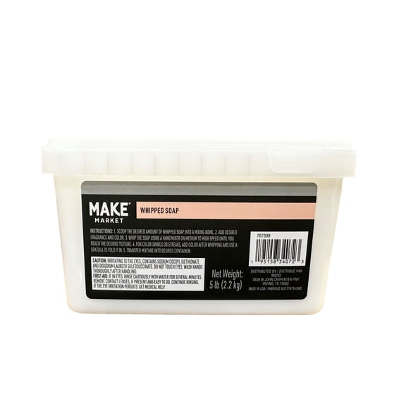 Make Market Soap Base, Whipped Grapeseed Oil, White, 5 lb. Tub, 1-Pack