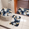 thumbnail image 4 of Navy Blue Marble Bath Mat 3 Piece Bathroom Rug Set, Gold Modern Art Non Slip Bath Rug Contour Mat and Toilet Lid Cover, Absorbent Shower Mats Soft Bath Rugs and Mats Sets, 4 of 8