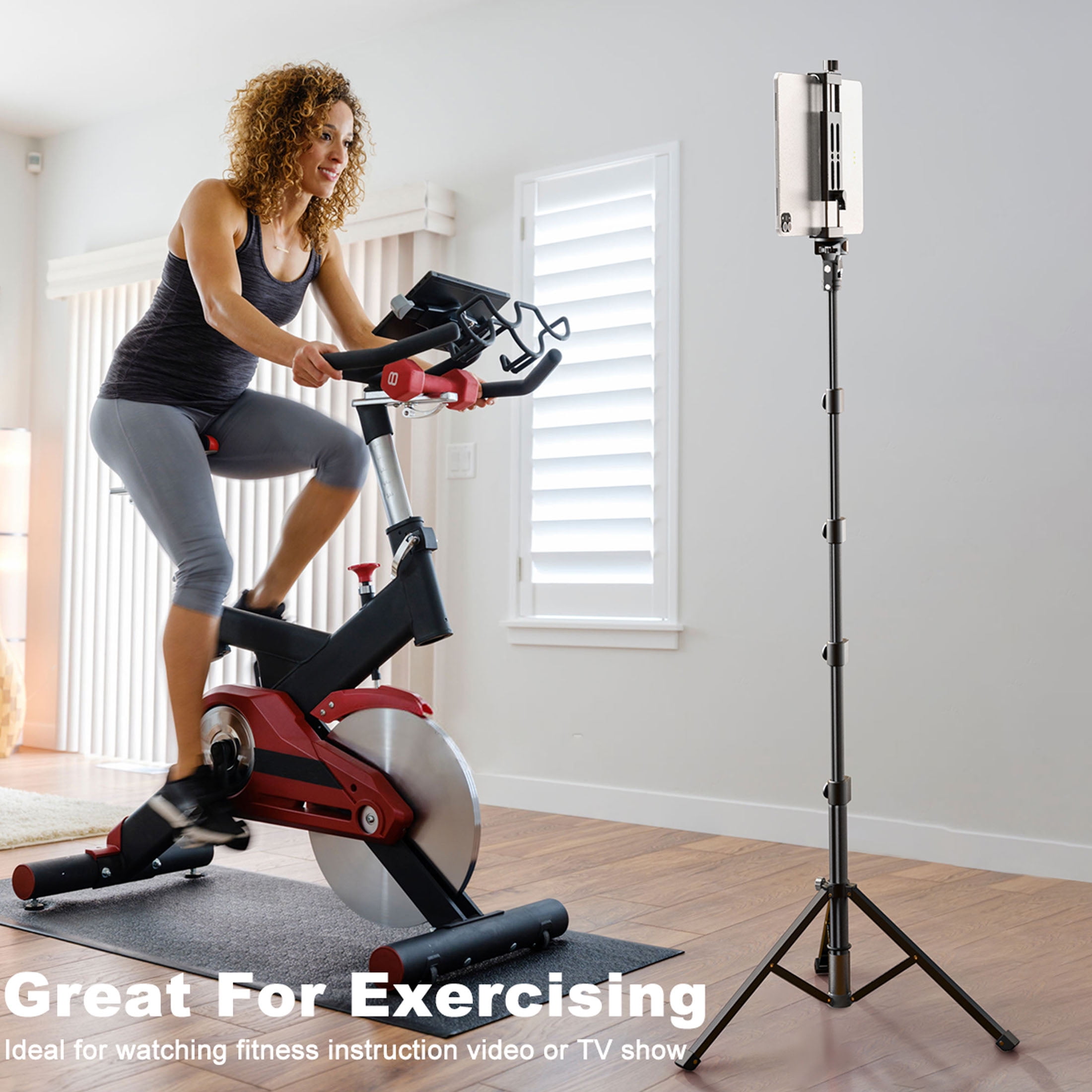 KDD Tablet Tripod, iPad Tripod Stand 61", Tablet Mount 4-15'' for iPhone, Camera, Aluminum 360° Rotating