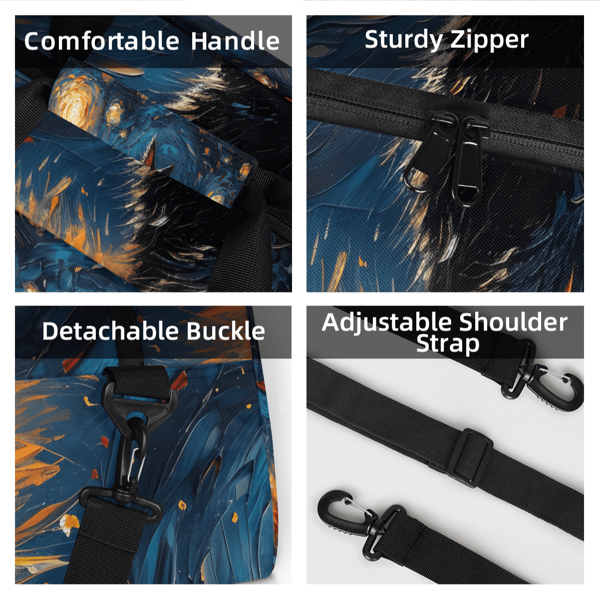 Herdesigns Funny Cat Sports Duffle Bag for Women & Men, Unique Cat Gym Bag Dance Bag Overnight Bag Carry On Weekender Travel Bag