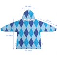 thumbnail image 7 of Light Blue and Dark Blue Argyle Pattern Blanket Hoodies for Kids 6-13YR Oversize Wearable Blanket Hoodies for Boys Girls Teens, 7 of 7