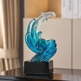 thumbnail image 7 of Modern Abstract Decorative Wave Statue, Blue Abstract Art Home Decor,Crystal Ball Art Wave Resin Sculpture, Office Desk Stand, Dining Table Center Decorative Aesthetics(B,Light-Blue), 7 of 7