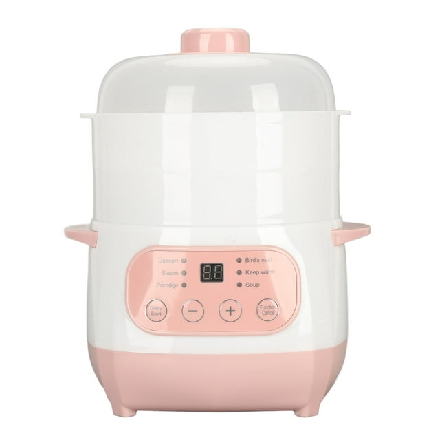 Electric Stew Pot Slow Cooker Ceramic Soup Pot 1L 200W Smart Prevent Dry Burning with 24H Timer Detachable Design for Soup Stew Pasta Ramen