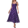 thumbnail image 2 of INSPIRE CHIC Women's Sleeveless Dress Floral Mesh Spaghetti Strap Gothic Vintage Cocktail A-Line Dress 2XL Dark Purple, 2 of 5