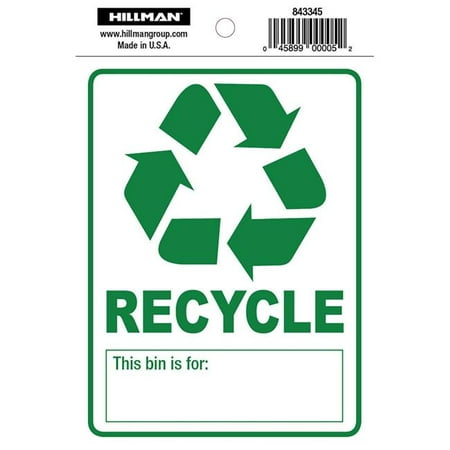 UPC 045899000052 product image for Hillman Group 843345 4 x 6 in. Vinyl Adhesive Recycle Sign, Green - 5 Piece | upcitemdb.com