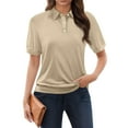 thumbnail image 2 of GXIPO Womens Polo Shirt Breathable Collared Golf Short Sleeve Lightweight Workout Tops Khaki 2XL, 2 of 5