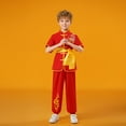 thumbnail image 2 of Vividxx Tracksuits Children Unisex Short Sleeve Shirt With Kung Fu Suits Tai Chi Uniform Trousers Satin Suit Training Arts Clothing Sets Outfits Sets Solid Color Toddler Lovely Dailywear, 2 of 3