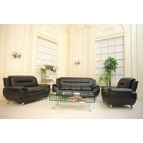 PonLiving Furniture Contemporary PU Leather Sofa & Loveseat & Chair Set, 3 Piece Sofa Set (3PC Black) GTU Furniture Contemporary PU Leather Sofa & Loveseat & Chair Set, 3 Piece Sofa Set (3PC Black)