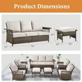 thumbnail image 4 of PARKWELL 3-Piece Patio Sofa Couch with Cushioned Ottoman Seat Foot Rest,Outdoor Rattan Wicker Conversation Furniture Sets,Beige, 4 of 11