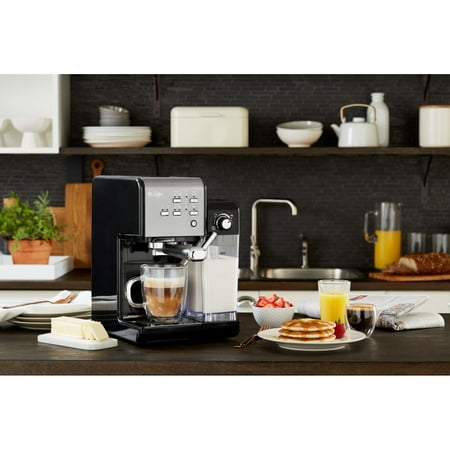 Mr. Coffee - One-Touch CoffeeHouse Espresso and Cappuccino Machine, Dark Stainless - Black