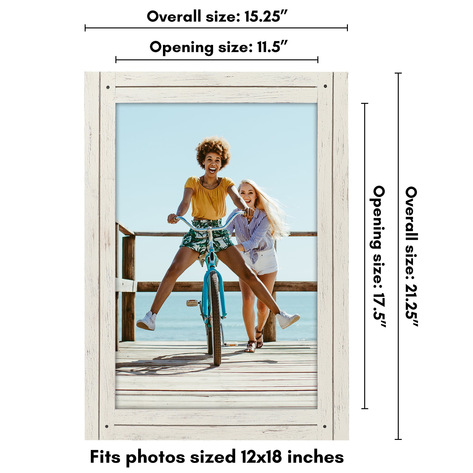 Americanflat 12x18 Poster Frame with Polished Plexiglass Hampton Collection Distressed Frames - Aspen White