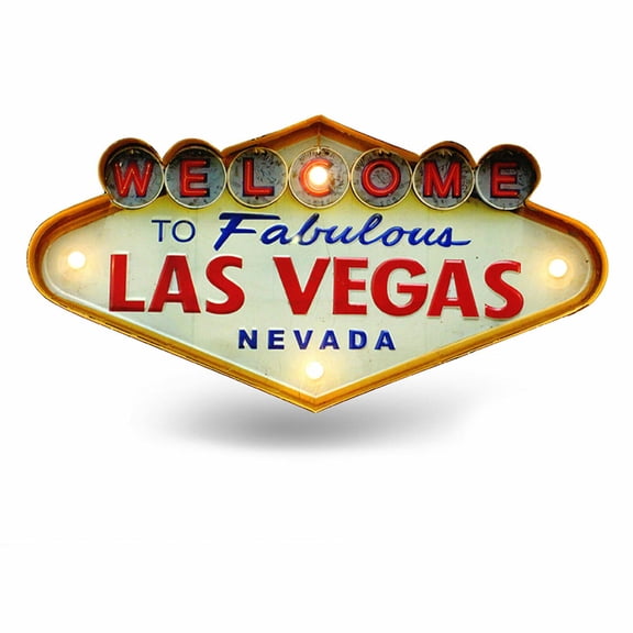 Wuzstar Retro Neon Metal Sign Las Vegas Welcome Sign Decorative Bar LED Wall Light Sign, 19.29 x 10.04 Inches
