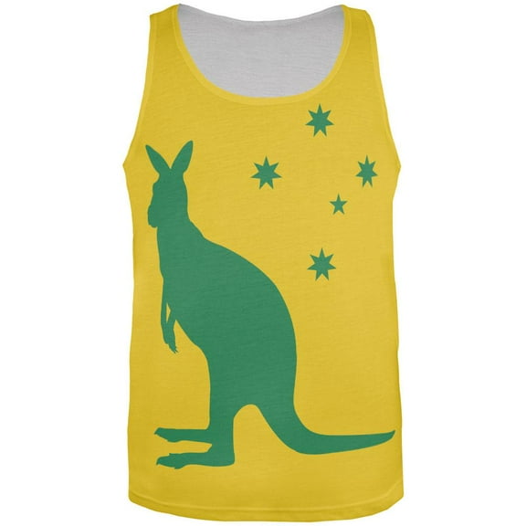 World Cup Australia Yellow Sporting Kangaroo All Over Adult Tank Top - 3X-Large