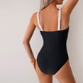 thumbnail image 5 of Women's One Piece Swimsuit Solid Color with Removable Bra Pads No Underwire Bikini Style for Beach Vacation,Black,L, 5 of 6