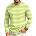 thumbnail image 2 of GrmtClth Shirts for Men Retro Striped Long Sleeve Crew Neck Pullover Lightweight All Season Daily Casual Shirts Mint Green 4XL, 2 of 5