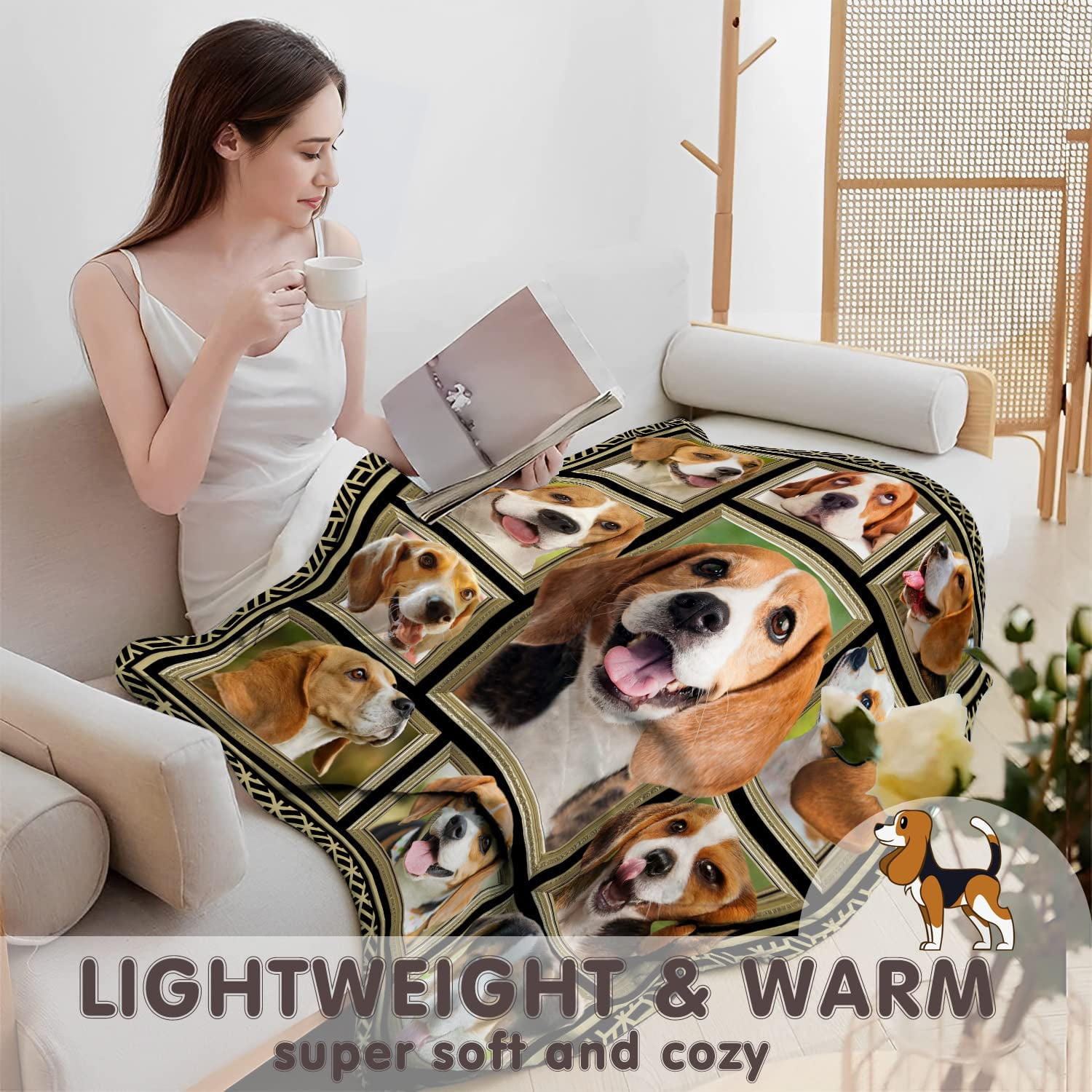 Beagle Blanket for Women Men Kids, Beagle Gifts for Beagle Dog Lover, Super Soft Fuzzy Dog Throw Blanket Beagles Decor Plush Gift for Birthday Christmas 50x60 inch