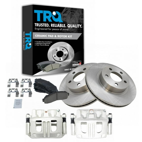 TRQ Front Brake Pad & Rotor Kit Brake Caliper Brake Pads Brake Rotor Ceramic Vented Fits Select 2001-2002 Ford Explorer Sport 2003-2011 Ranger 2003-2009 Mazda B4000