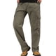 thumbnail image 3 of Pantalones largos para hombre, informales, lisos, con bolsillo, para exteriores, cintura elástica, con cordón, pantalones de trabajo para hombre, 3 of 6