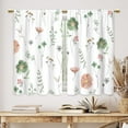 thumbnail image 3 of Boho Green Flower Kitchen Curtains Floral Plant Wildflower Bathroom Curtains Window Treatment Drapes Tier Plant Botanical Cafe Small Bedroom Short French Door Curtains 2 Panels 27.5x39 Inch, 3 of 6