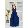 thumbnail image 5 of Chiffon Junior Bridesmaid Dress Floor Length V Neck with Belt Flower Girl Dress for Teen Girls Elegant Party Dress (2 -3Years）, 5 of 9