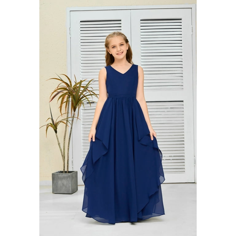 floor length junior bridesmaid dresses Wedtrend Coral A-Line Halter Floor-Length Chiffon Junior Bridesmaid Dress  Flower Girl Dress Wedding Party Dress – WEDTREND