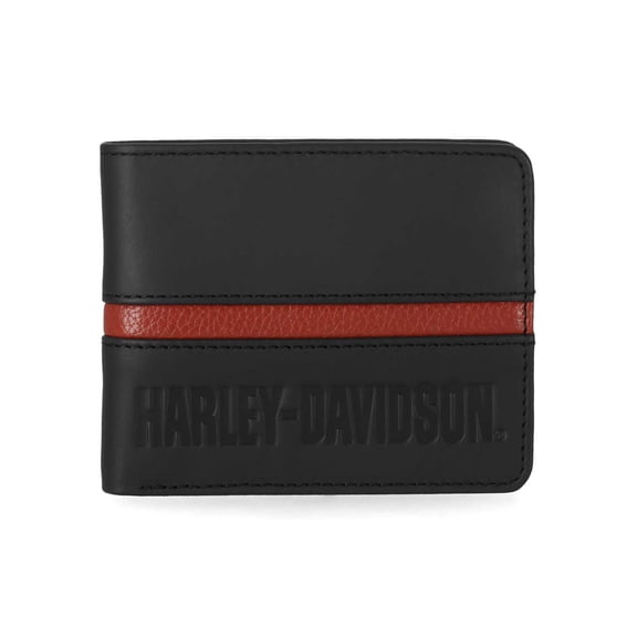 Harley-Davidson Men's H-D Center Block Passcase Bi-Fold Leather Wallet, Black, Harley Davidson