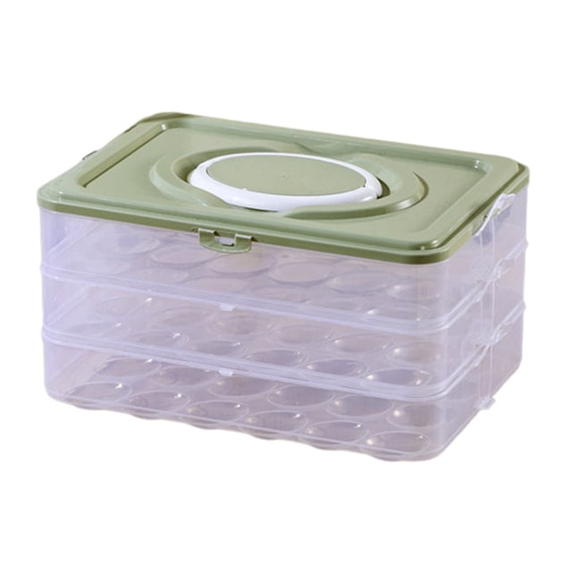 Cartón De Huevos De Plástico Bandeja organizadora de plástico transparente para guardar huevos, de 3 capas y 72 unidades, con tapa y asa para el refrigerador JASKFLY