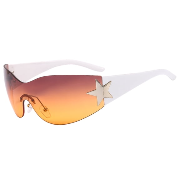 Siminsem Futuristic Star Wrap Around Rimless Sunglasses for Men Women Under $8 Cycling Glasses with UV400 Protection Lightweight Unisex Sport Eyewear