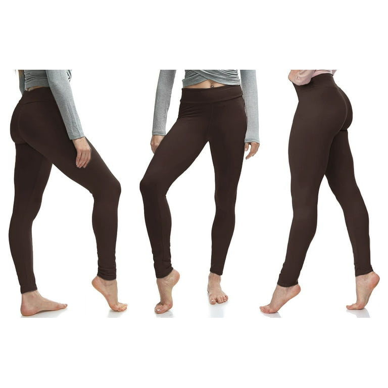 Luxurious Quality High Waisted Leggings for Women - Workout & Yoga Pants  Plus (Petite (XS-M), Brown) 