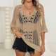 thumbnail image 1 of Camisas para Mujer Fiudx Blusa Hueca Holgada Color Sólido Manga Corta Cuello Redondo, 1 of 6