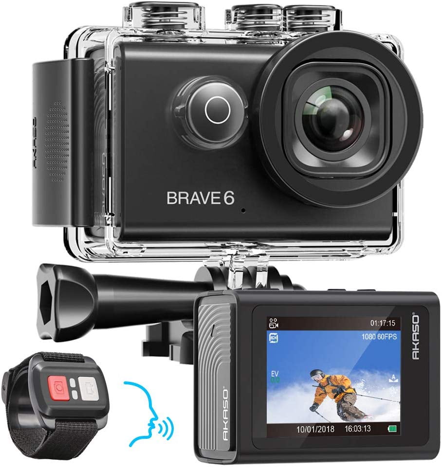 AKASO Brave 6 Action Camera 4K 20MP WiFi Voice Control EIS 100 feet
