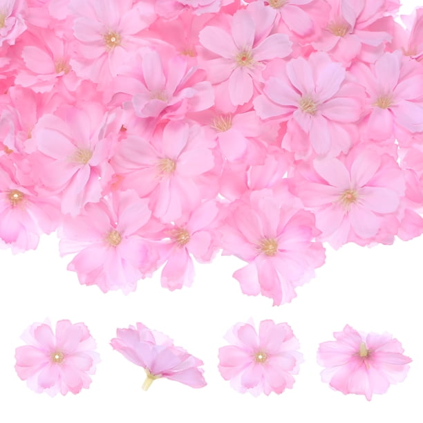 Uxcell 50 Paquete Cabezas de Flores Artificiales Cabeza de Ciruelo de Seda Falsa Rosa Claro