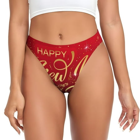 Adobk Happy New Year2 Print Seamless Women Underwear Thongs No Show Ladies Thong No Line Breathable Comfortable Panties Undies for Women-Small