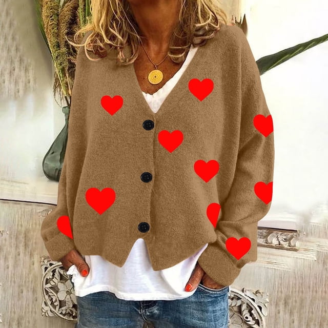 LOVZFMLL Cardigan pour Femmes Cardigan Décontracté à Boutons Veste Manteau de Mode Imprimée