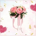 thumbnail image 4 of Haidf Wedding Bouquets for Bride, Artificial Rose Flower Bridal Bouquet with Silk Ribbon for Wedding Proposal Engagement Party Anniversary Church Decorations, Wedding Flowers, 7.9", Pink, 4 of 9