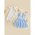 thumbnail image 3 of Loicainy Baby Toddler Girl Summer Cami Dress 6 12 18 24 Months 2T 3T 4T Solid Color Sleeveless O Neck Tiered Linen Dresses, 3 of 9