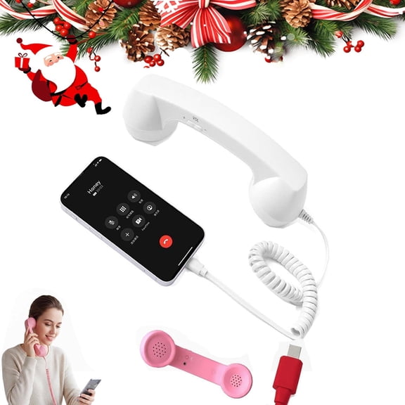 Retro Bluetooth Handsetr, Retro Phone Handset Usb C,Bluetooth Telephone Handset for Mobile Phone, Vintage Wired Plug in Handheld Cell Phone Receiver with Microphone