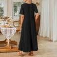 thumbnail image 6 of GEWSEY Women's Short Sleeve Loose Plain Maxi Dresses Casual Vacation Long Dresses with Pockets (Black, L), 6 of 9