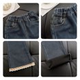 thumbnail image 5 of Diufon Toddler Girls Flared Denim Pants Trendy Elastic High Waist Slim Long Jeans with Pocketys Casual Lace Hem Pant, 5 of 5